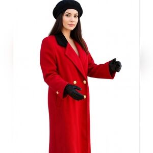 Vintage Valentine red wool overcoat with velvet collar 14